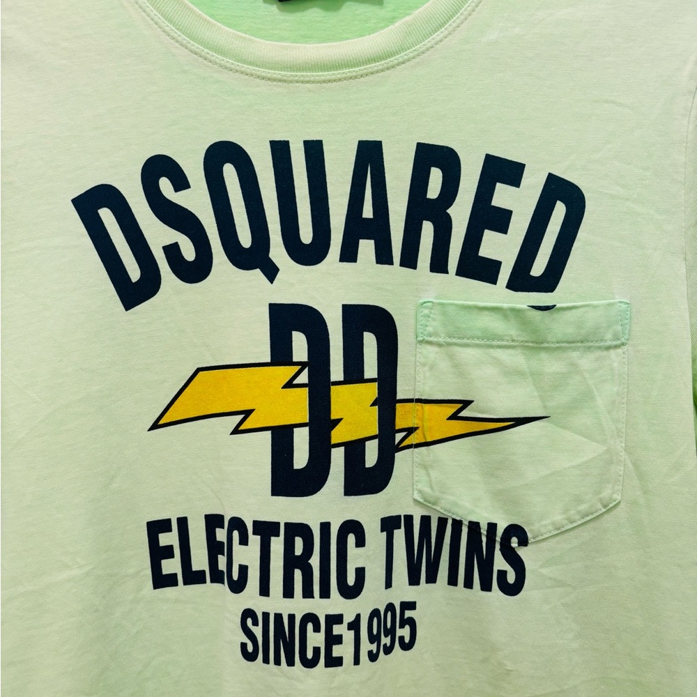 DSQUARED Light Green Electric Twins Tee - Picture 3 of 5